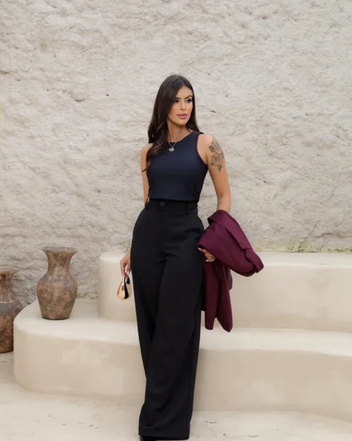pantalona alfaiataria preta