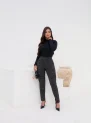 calça skinny mescla preta com cinza