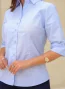 camisa social feminina manga 3/4 com botões azul claro