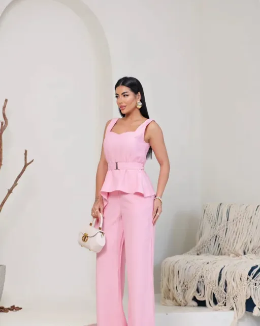 conjunto feminino de alfaiataria pantalona e blusa rosa conjunto feminino de alfaiataria pantalona e blusa rosa