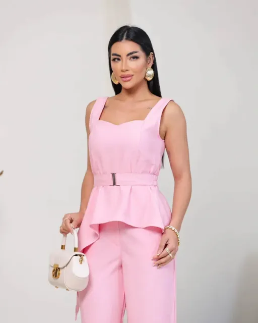conjunto feminino de alfaiataria pantalona e blusa rosa conjunto feminino de alfaiataria pantalona e blusa rosa
